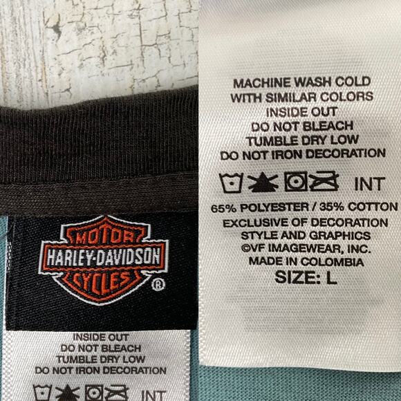 Harley-Davidson Tee Womens Size L Blue Gray Brookvale Australia Raglan Biker - Picture 5 of 8